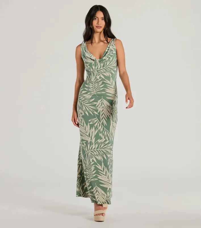 Fabulous Destination Tropical Cowl Neck Maxi Dress sold by Windsor
