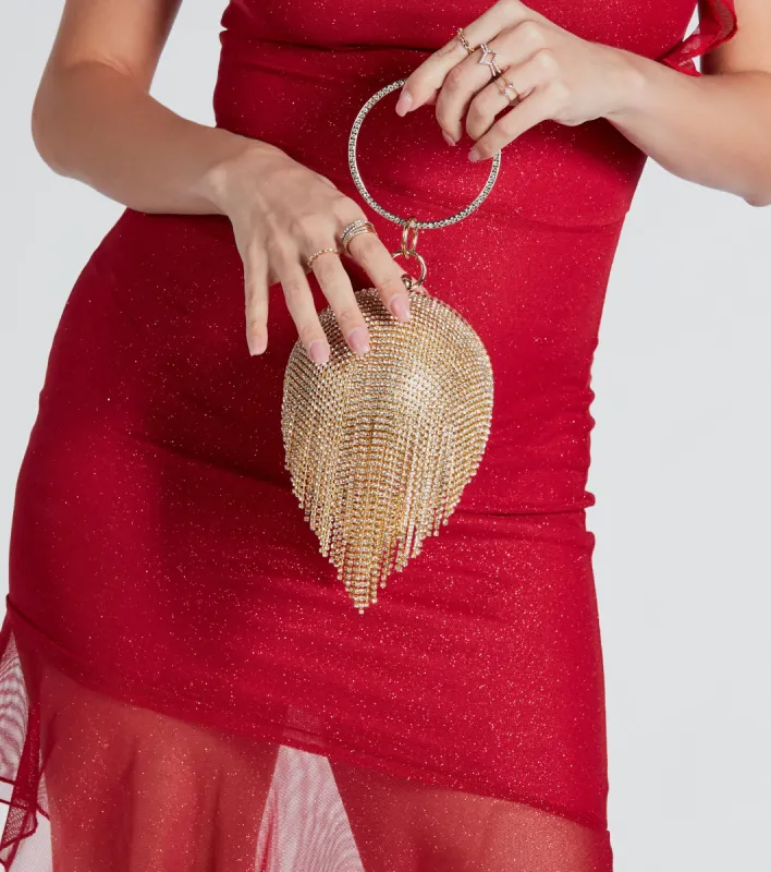 Feeling Rich Rhinestone Fringe Sphere Bag sold by Windsor