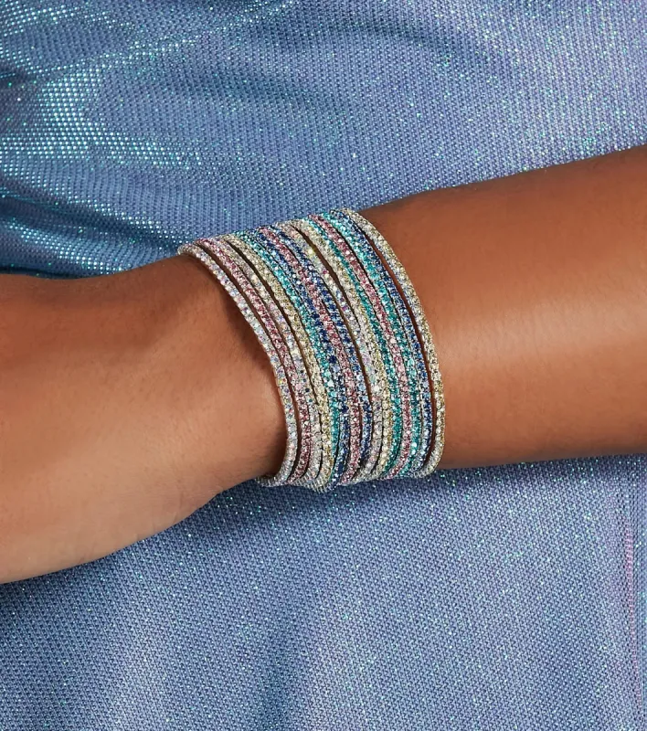 Colorful Charm Rhinestone Stretch Bracelet Set sold by Windsor