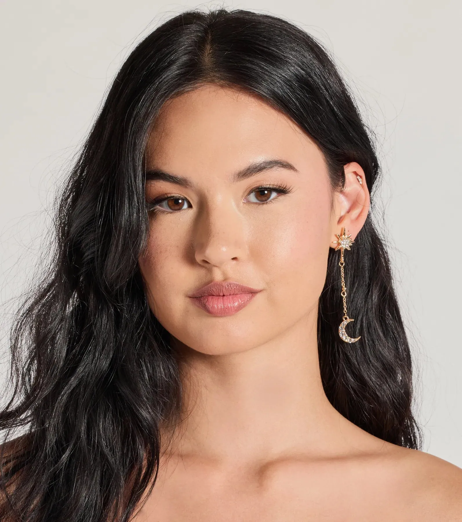 Shining Bright Moon And Star Charm Earrings sold by Windsor