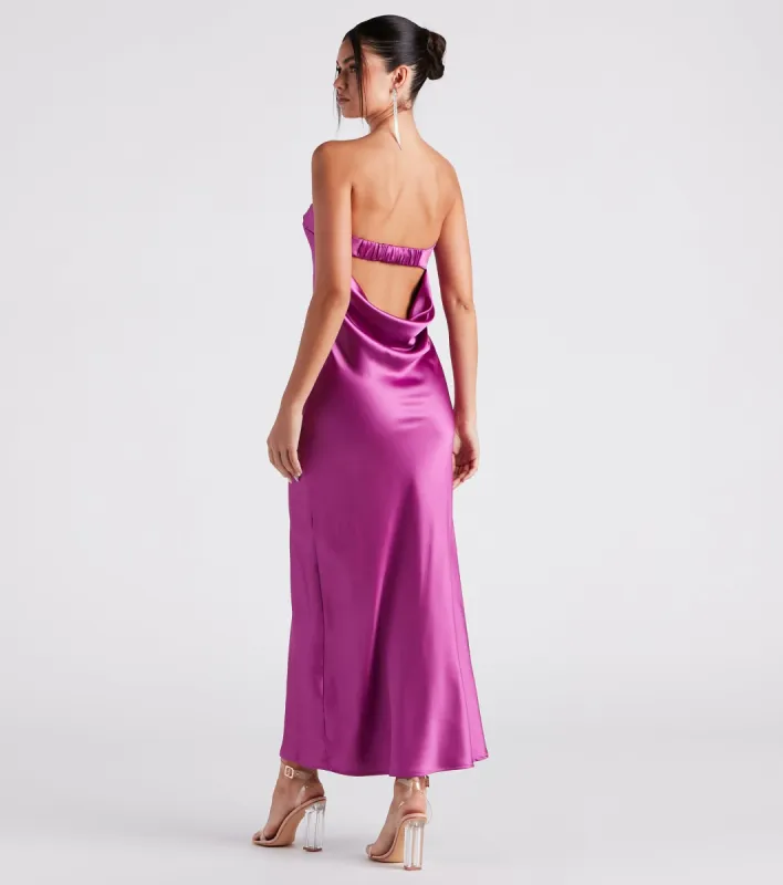 Jaylee Strapless Satin Formal Dress sold by Windsor