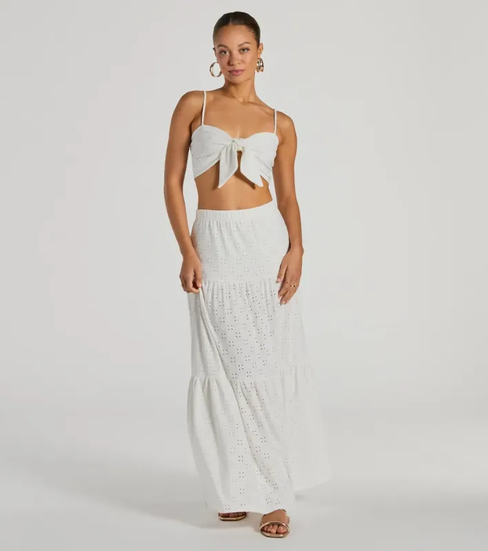 Vibe Of Summer High Rise Eyelet Maxi Skirt sold by Windsor