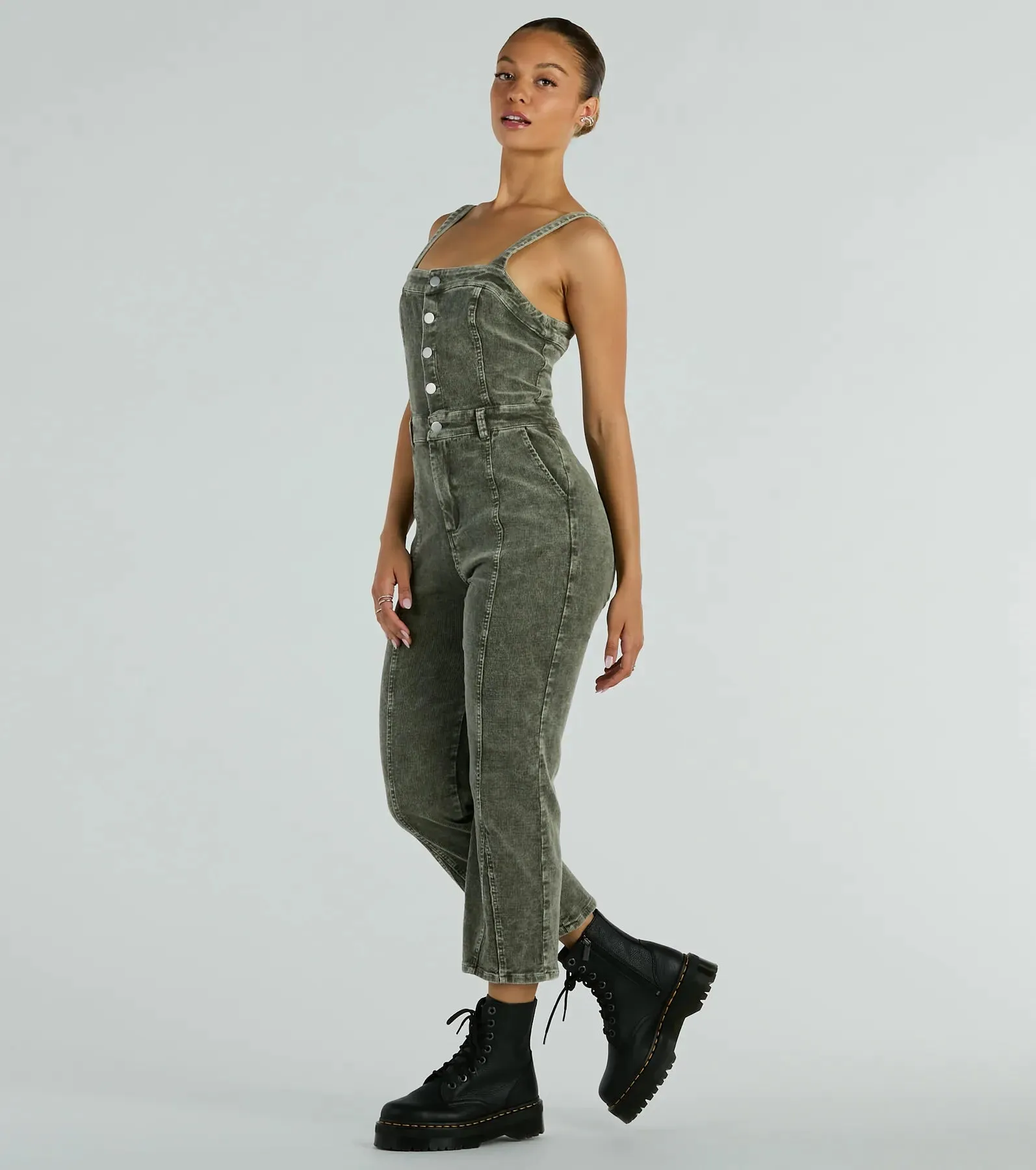 Stylish Edge Acid-Wash Corduroy Jumpsuit sold by Windsor product image thumbnail 3
