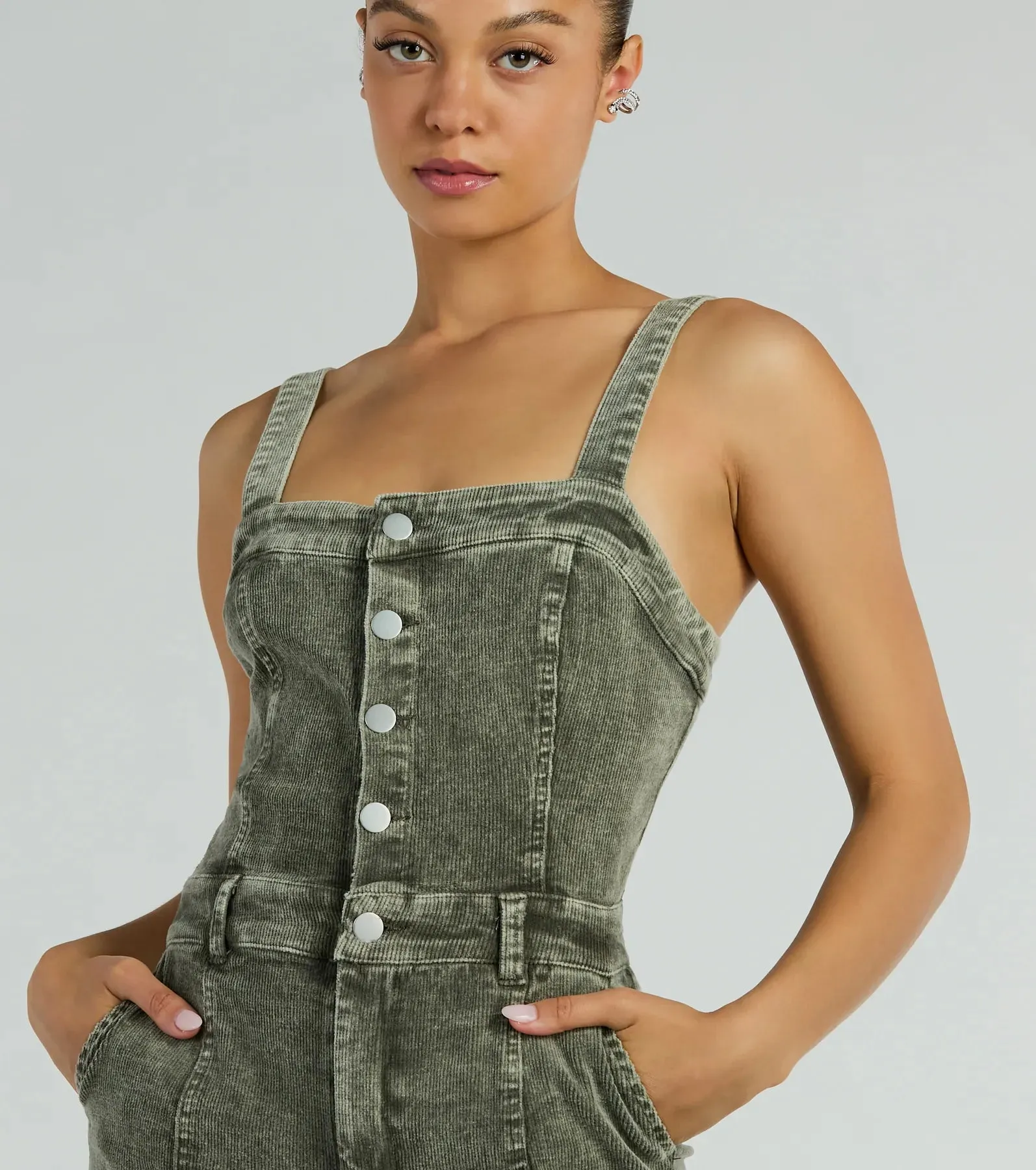 Stylish Edge Acid-Wash Corduroy Jumpsuit sold by Windsor product image thumbnail 4