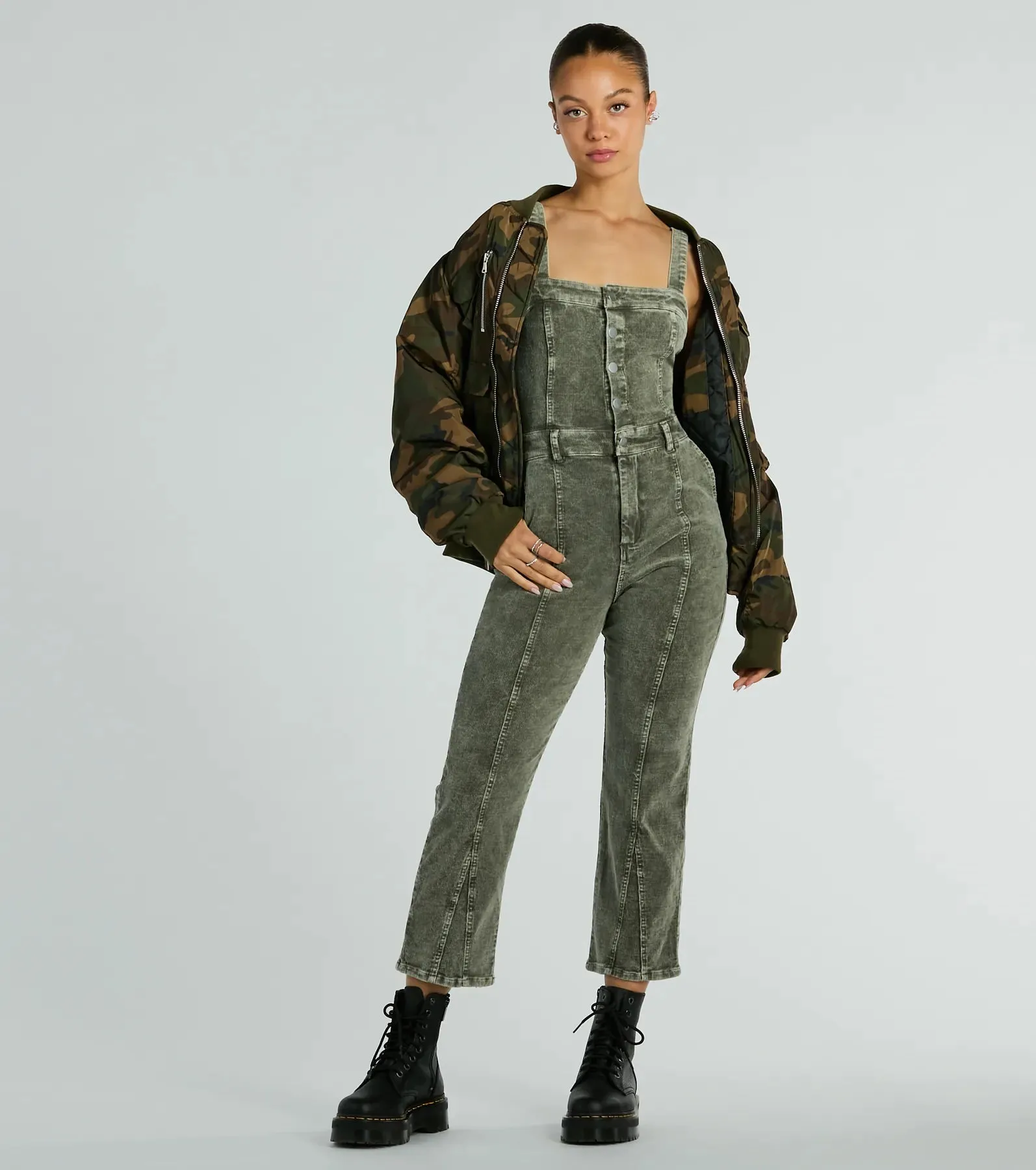 Stylish Edge Acid-Wash Corduroy Jumpsuit sold by Windsor
