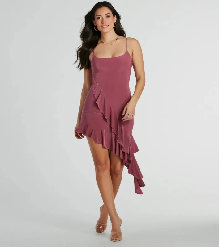 Charmed Persona Scoop Neck Ruffled Mini Dress sold by Windsor