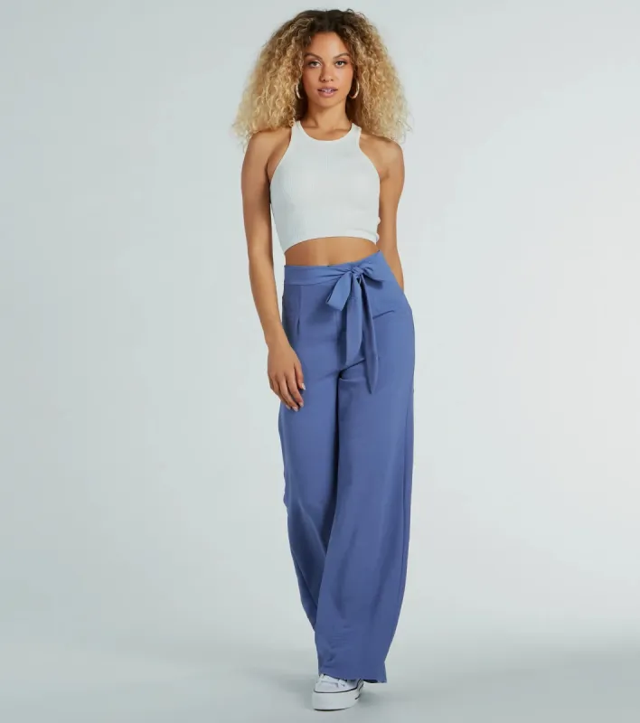 Sittin Pretty Tie Waist Wide-Leg Palazzo Pants sold by Windsor