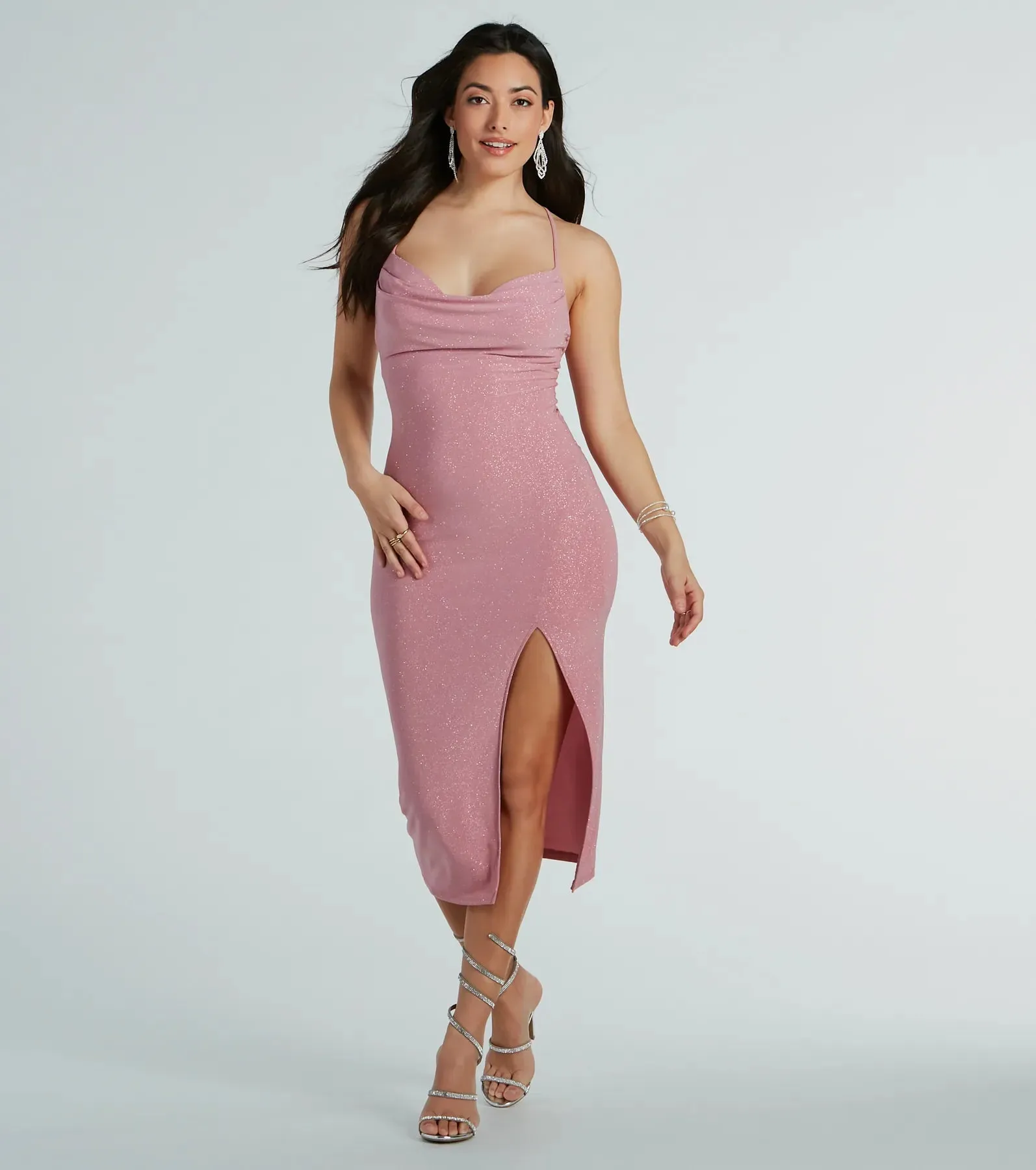 Sparkle The Night Away Glitter Midi Dress sold by Windsor product image thumbnail 3