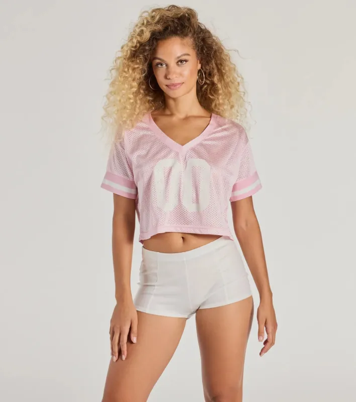 Play The Field Cropped Screen Jersey Tee sold by Windsor