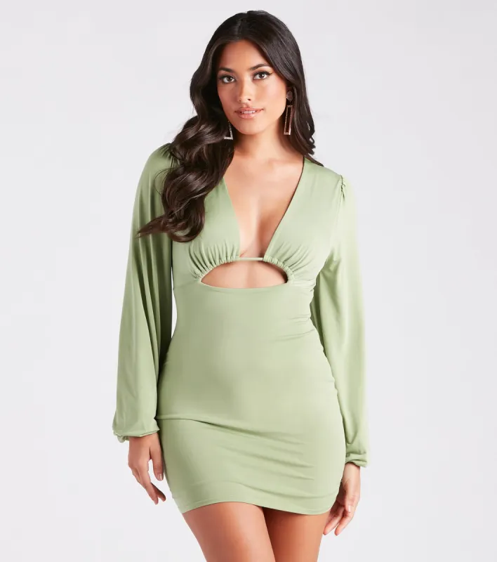 Cut Out The Drama Plunge Neck Mini Dress sold by Windsor