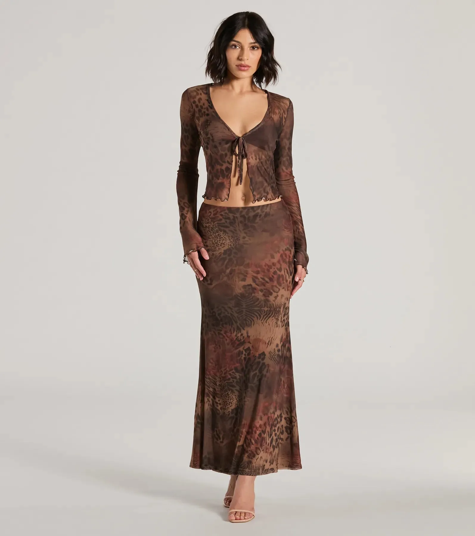 Wildy Sultry High Rise Leopard Floral Maxi Skirt sold by Windsor