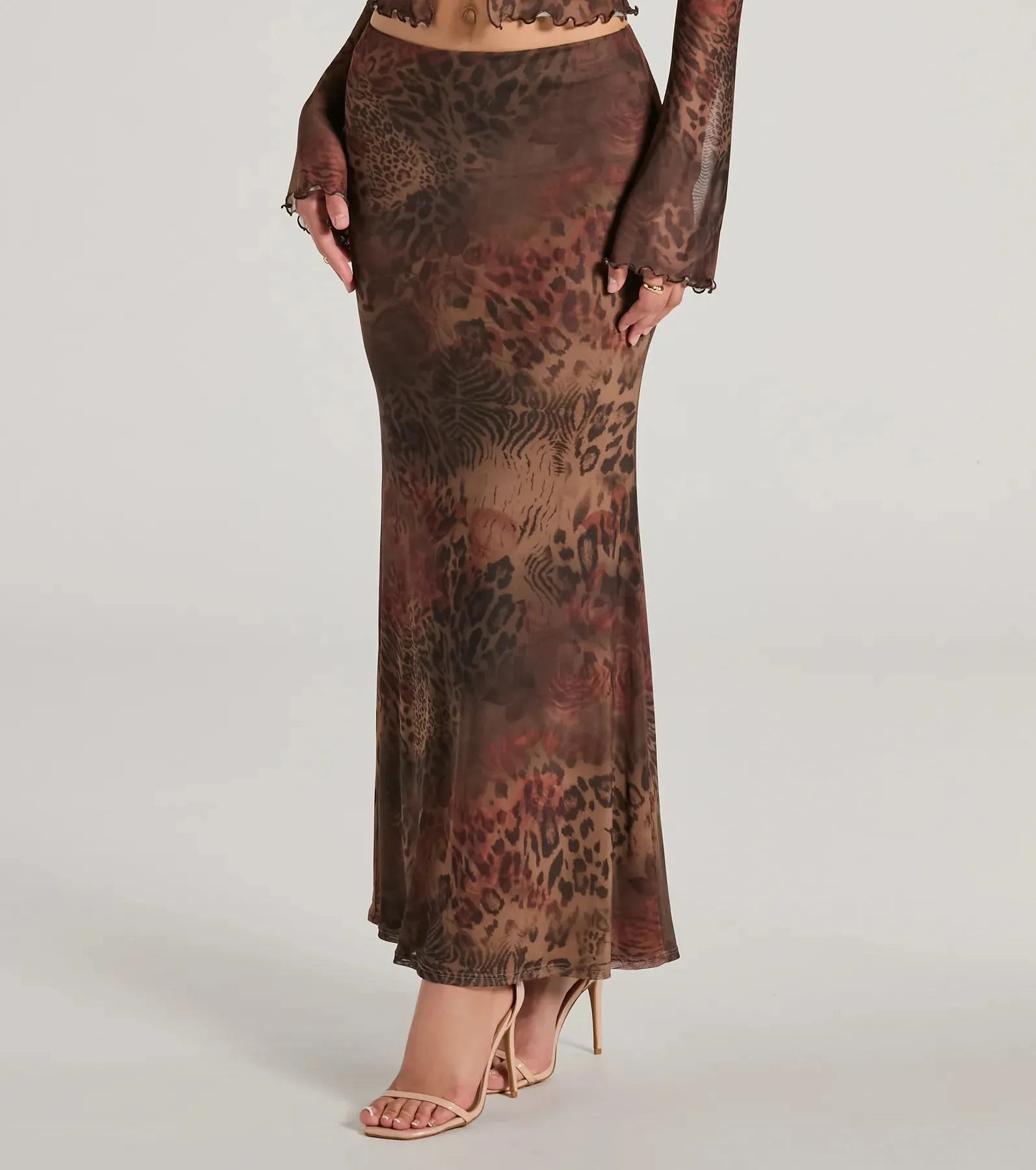 Wildy Sultry High Rise Leopard Floral Maxi Skirt sold by Windsor product image thumbnail 4