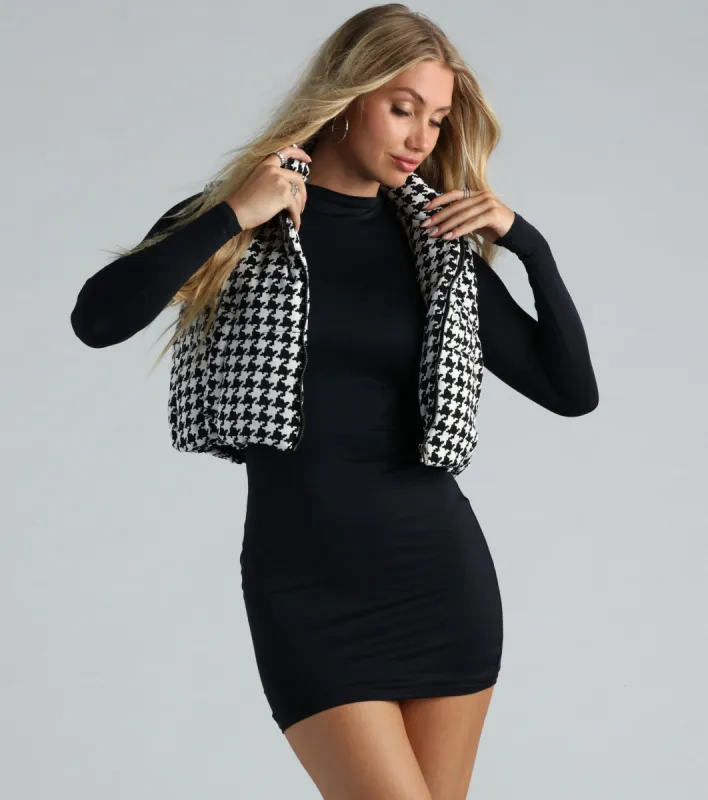 New Trends Houndstooth Puffer Vest sold by Windsor