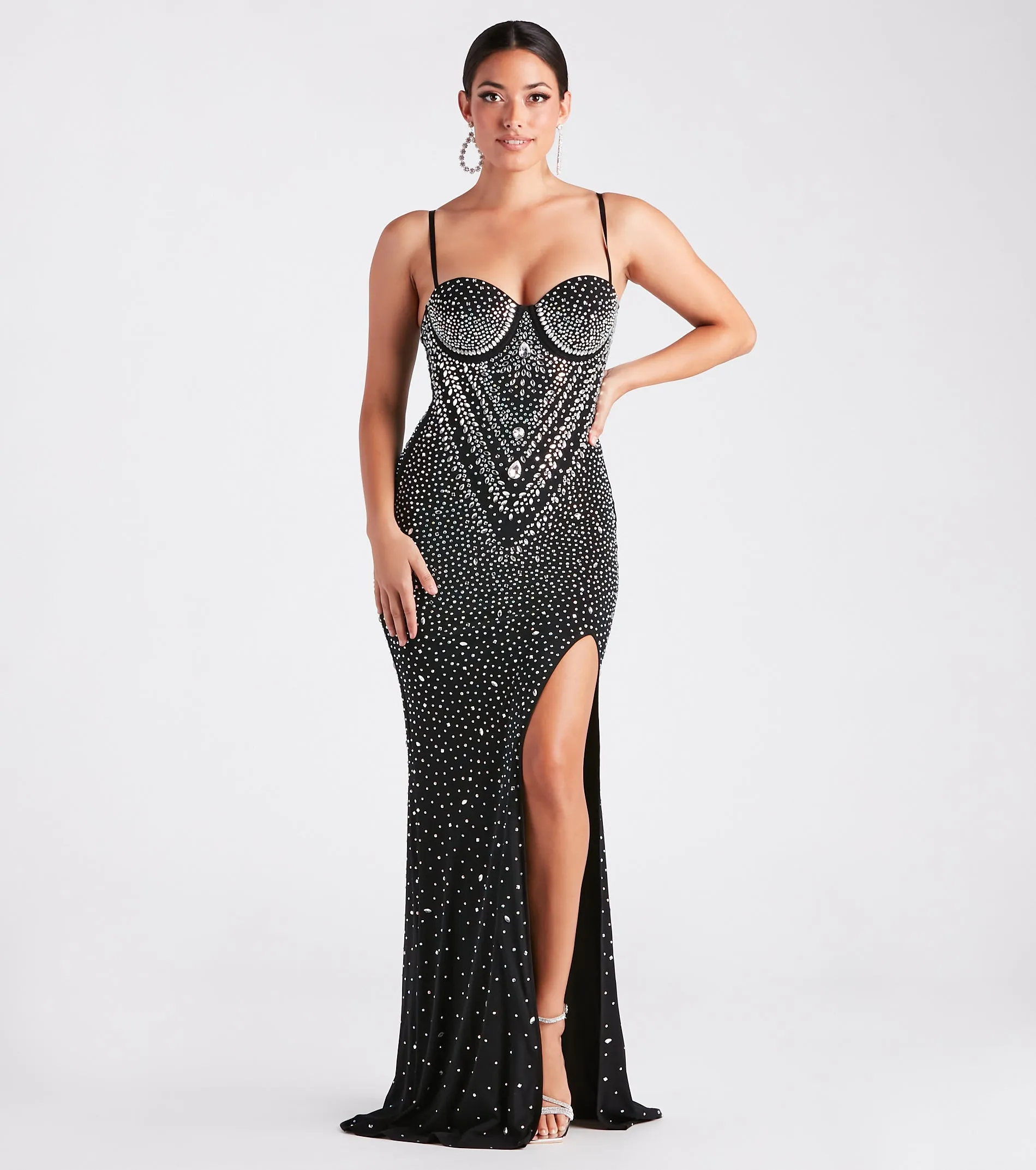 Candice Formal Rhinestone A-Line Long Dress sold by Windsor