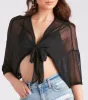 Sheer Elegance Mesh Tie Front Kimono sold by Windsor