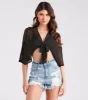 Sheer Elegance Mesh Tie Front Kimono sold by Windsor