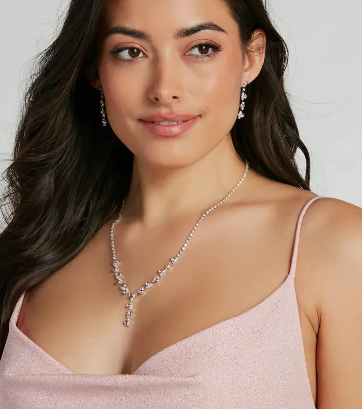 Endless Glamour Rhinestone Necklace And Earrings Set sold by Windsor