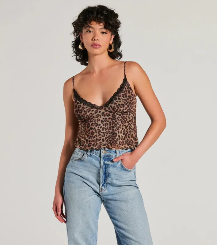 Purrfect Fit Leopard Print Mesh Top sold by Windsor
