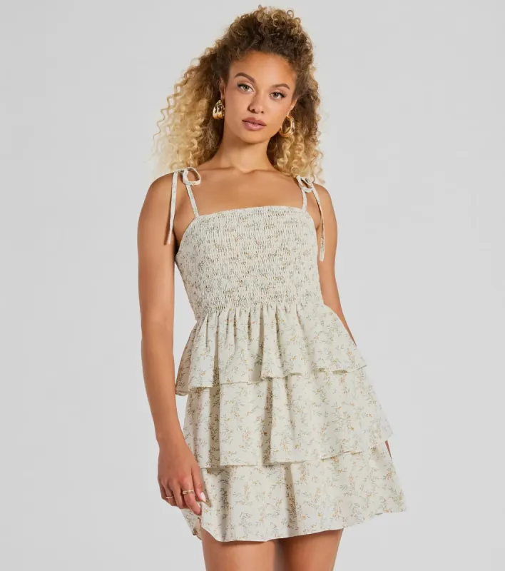 Cascading Romance Ruffle Floral Skater Dress sold by Windsor