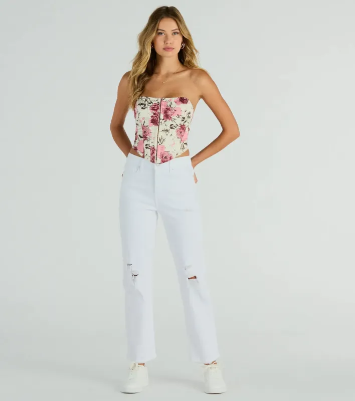 Fresh Vibe High-Rise Destructed Straight-Leg Jeans by Windsor Denim sold by Windsor