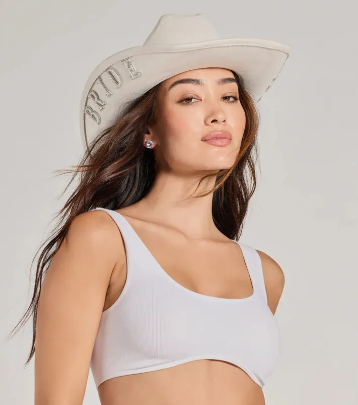 Rhinestone Faux Pearl Bride Cowboy Hat sold by Windsor