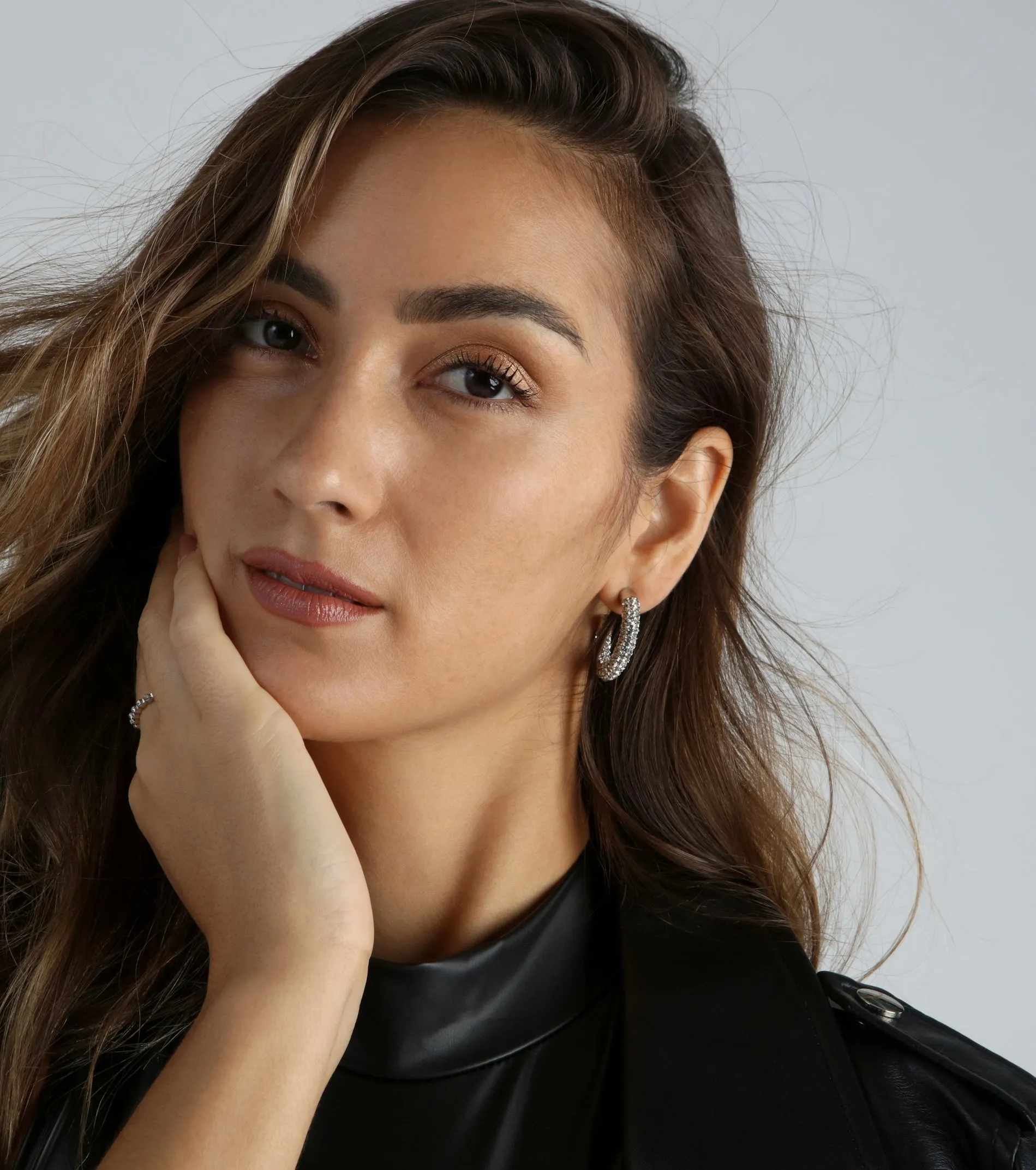 Fab Find Rhinestone Small Hoop Earrings sold by Windsor