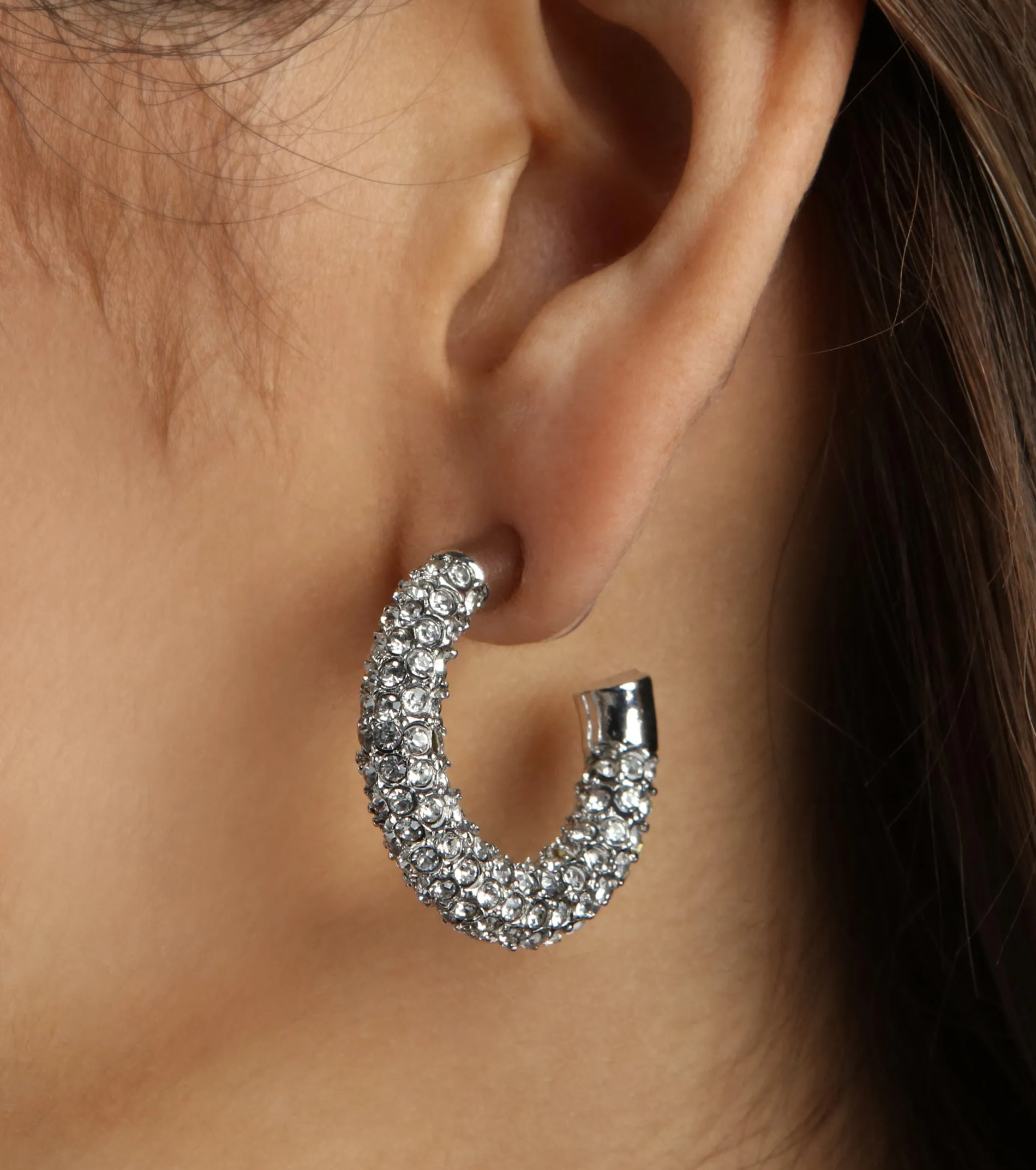 Fab Find Rhinestone Small Hoop Earrings sold by Windsor product image thumbnail 2