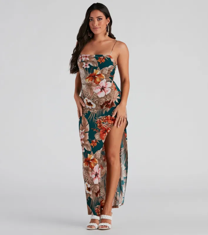 Tropical Flower Lattice Back Dress sold by Windsor