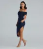 Unforgettable Glitter Off The Shoulder Midi Dress sold by Windsor