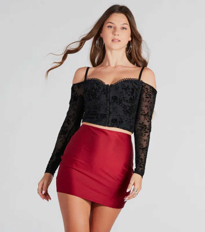 Send My Love Velvet Off-The-Shoulder Bustier sold by Windsor