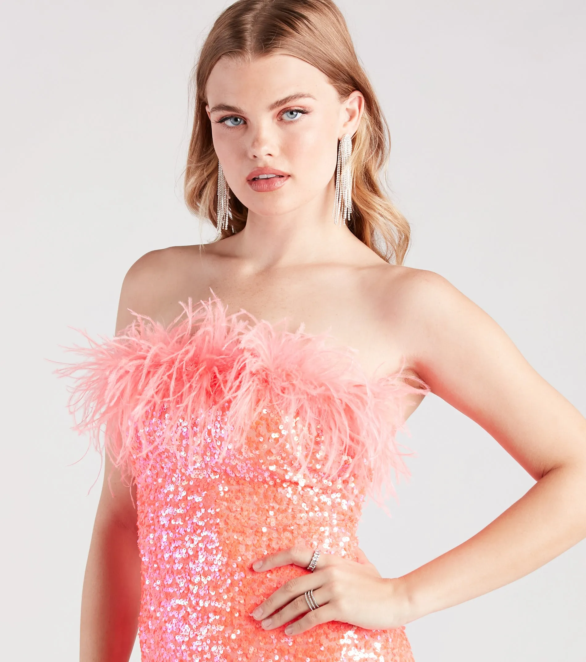 Mae Strapless Feather Sequin Party Dress sold by Windsor product image thumbnail 4