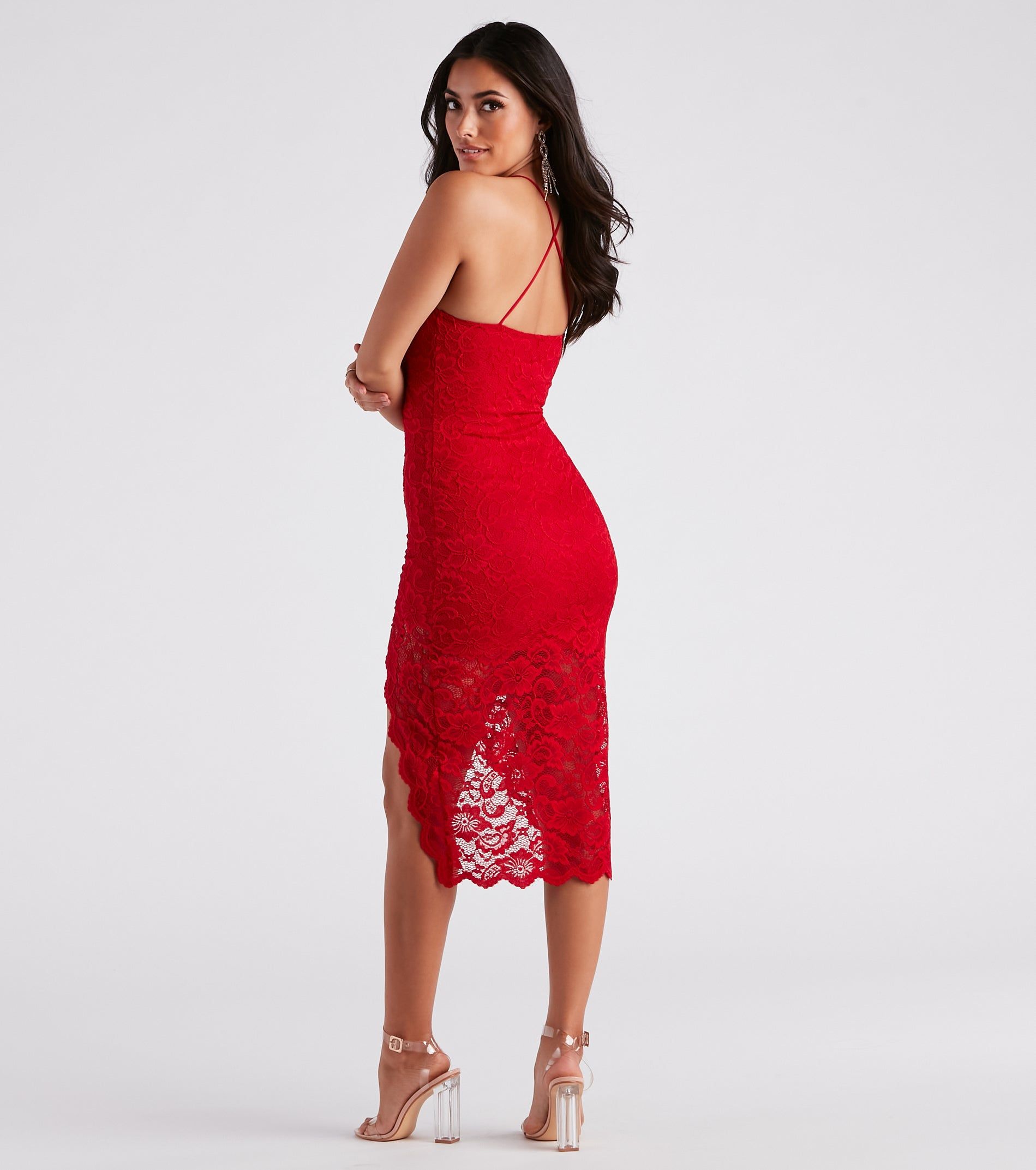 Unwrap Me Lace V-Neck Midi Dress sold by Windsor product image thumbnail 2