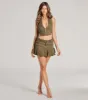 Absolute Edge Halter Grommet Zip-Up Crop Top sold by Windsor