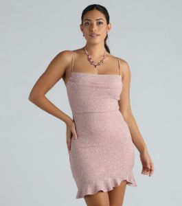 PLACEHOLDER - Edna Glitter Ruffle Party Mini Dress sold by Windsor