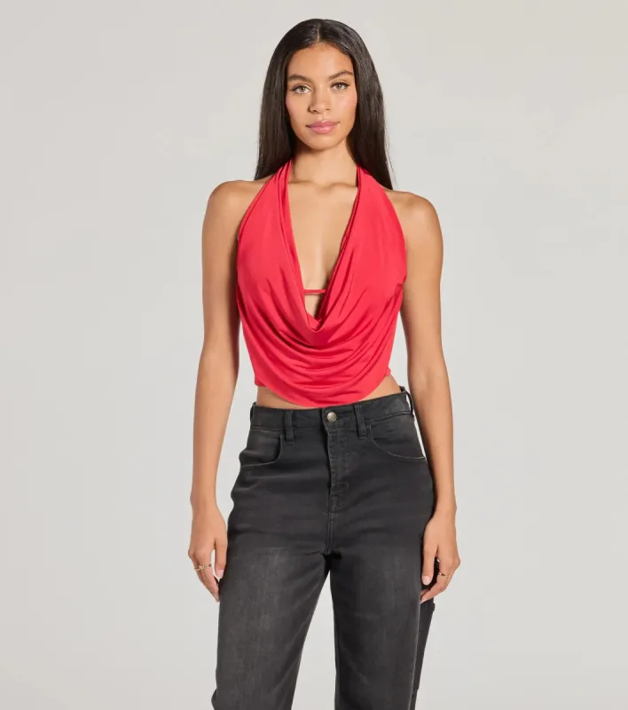 Take The Plunge Sleeveless Halter Crop Top sold by Windsor