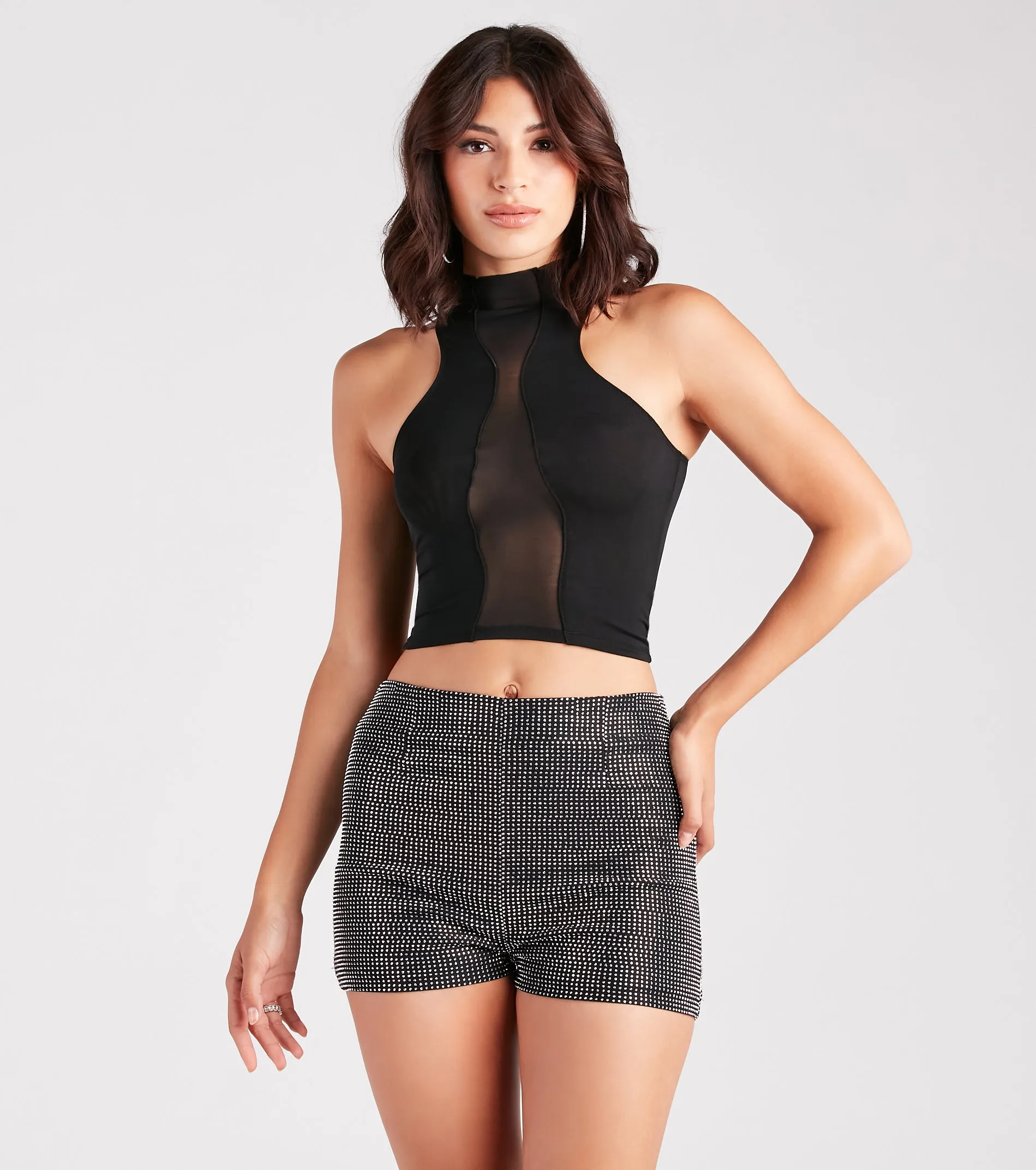 CLEARANCE - Trendy Silhouette Sheer Mesh Crop Top sold by Windsor