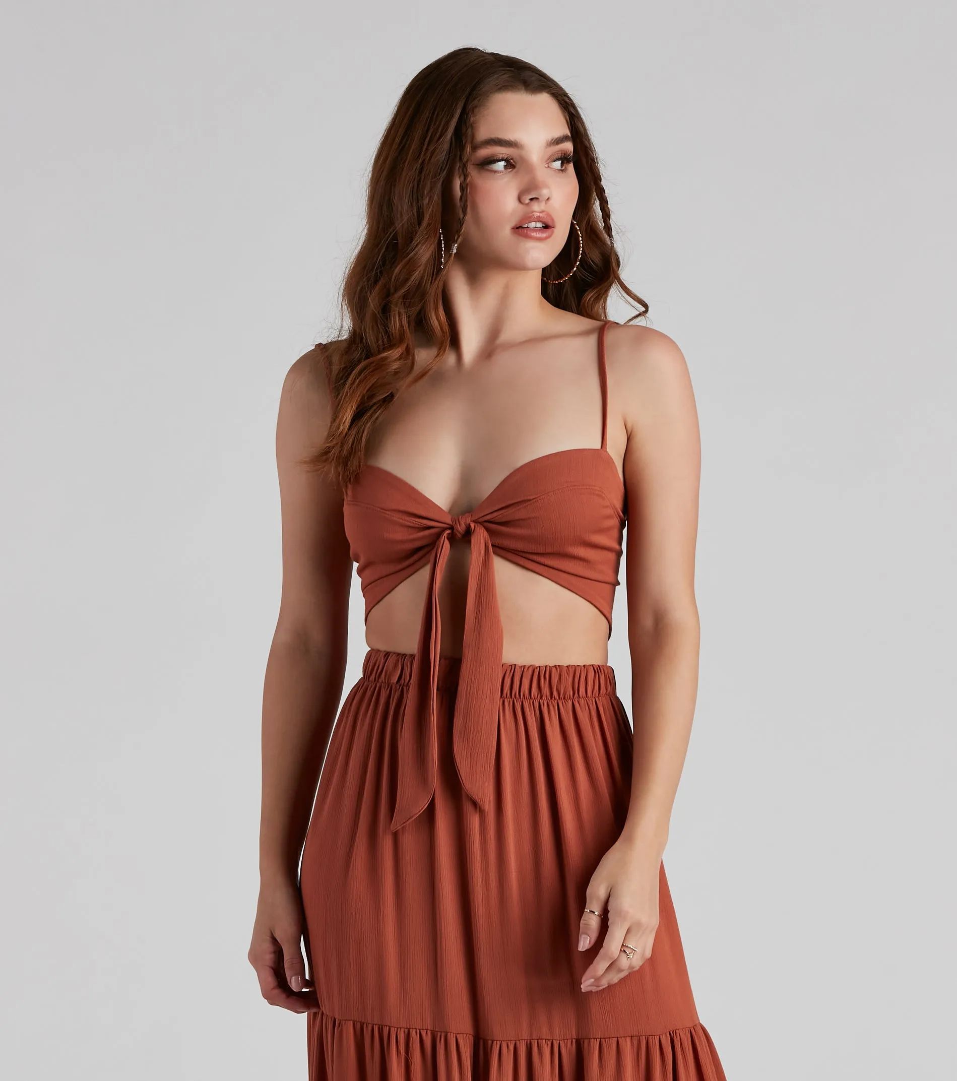 Let's Get Together Tie-Front Crop Top sold by Windsor product image thumbnail 2