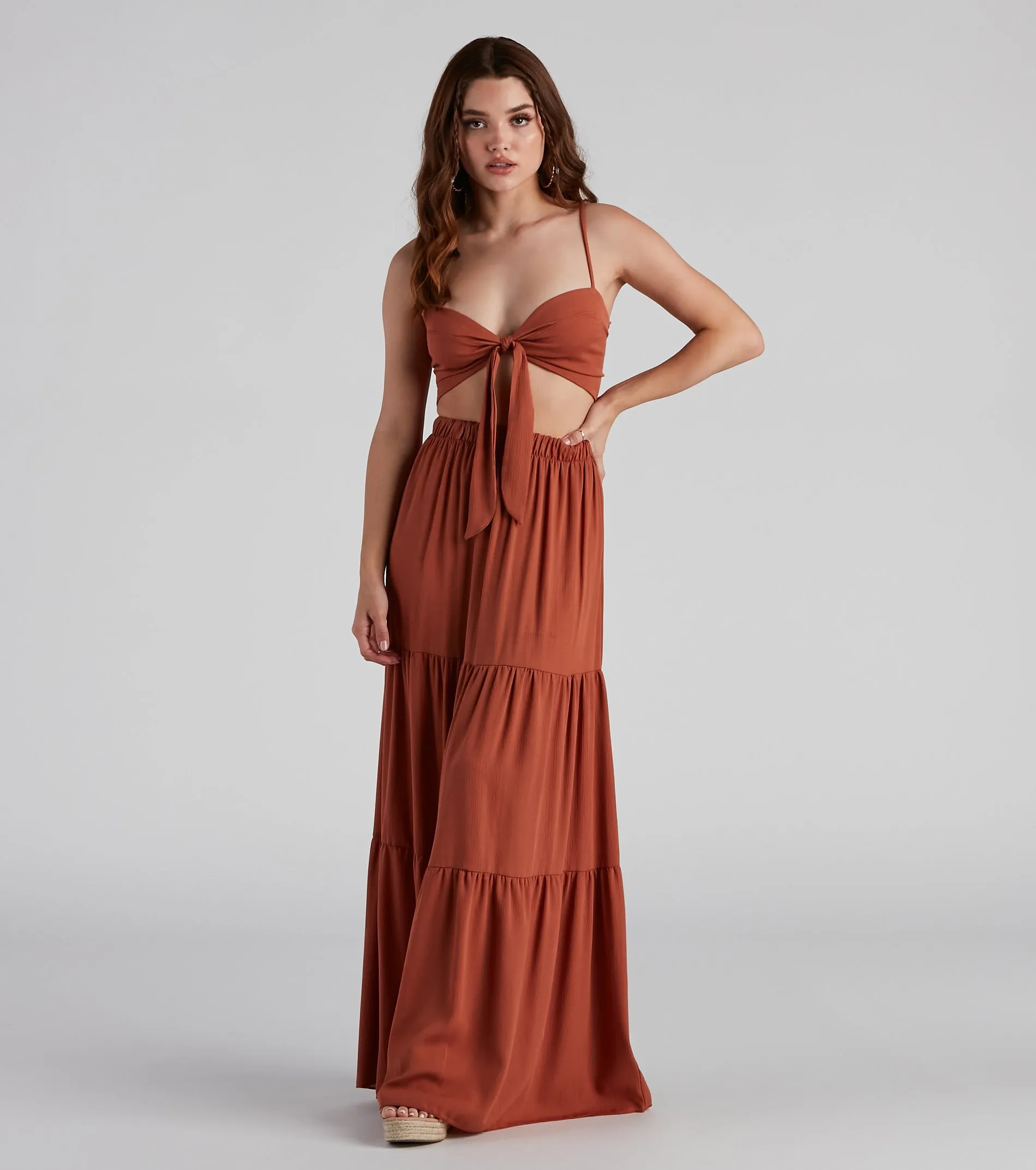 Let's Get Together Tie-Front Crop Top sold by Windsor