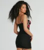 Floral Crush Sweetheart Applique Mesh Mini Dress sold by Windsor