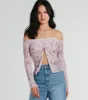 Floral Daydream Off-The-Shoulder Mesh Top sold by Windsor