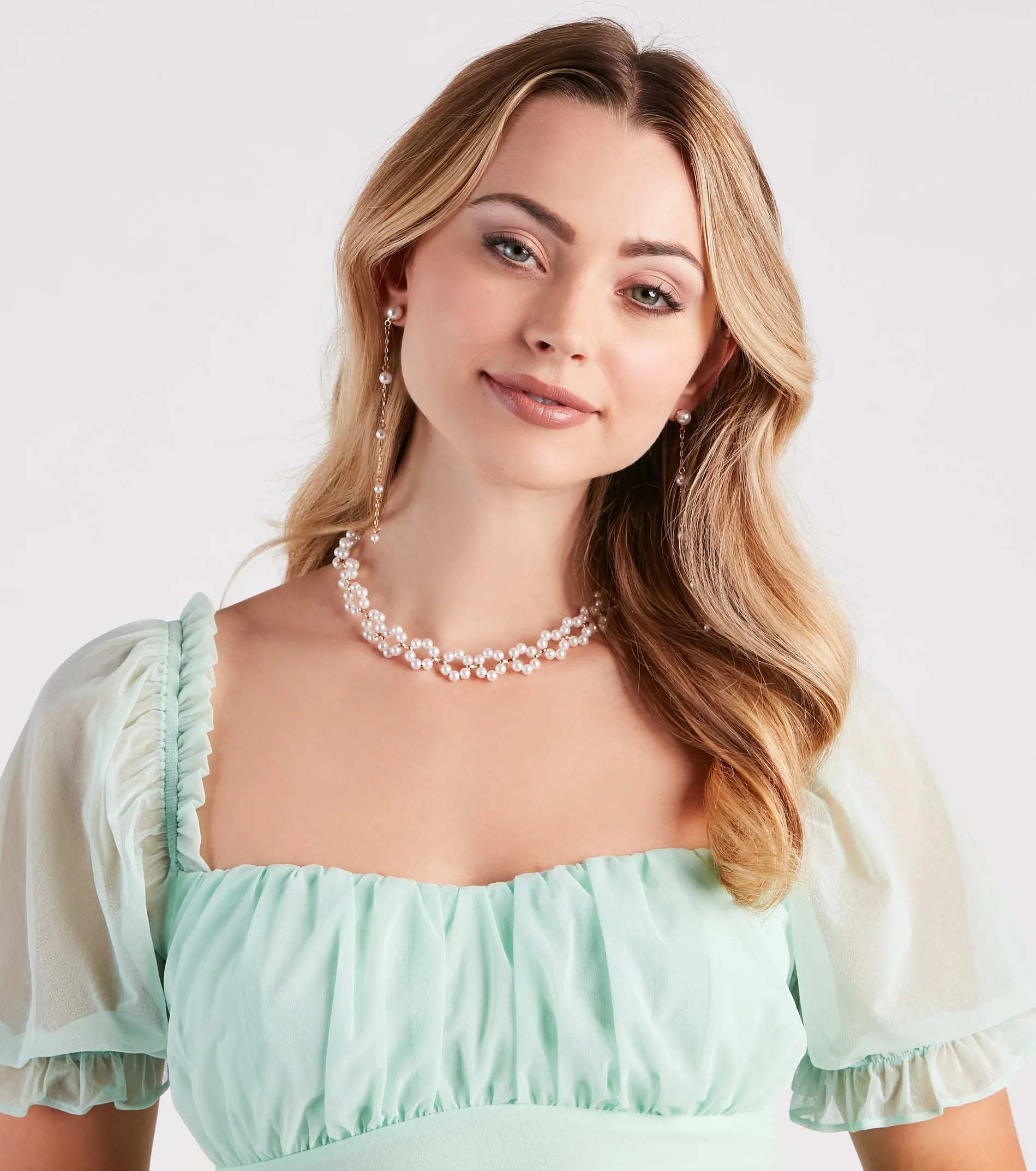 Pretty Luxe Pearl Flower Choker Necklace sold by Windsor product image thumbnail 2