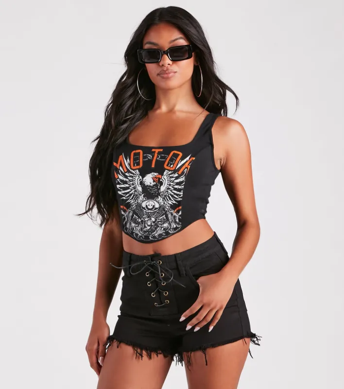 Edgy Vibes Eagle Graphic Cropped Tank sold by Windsor