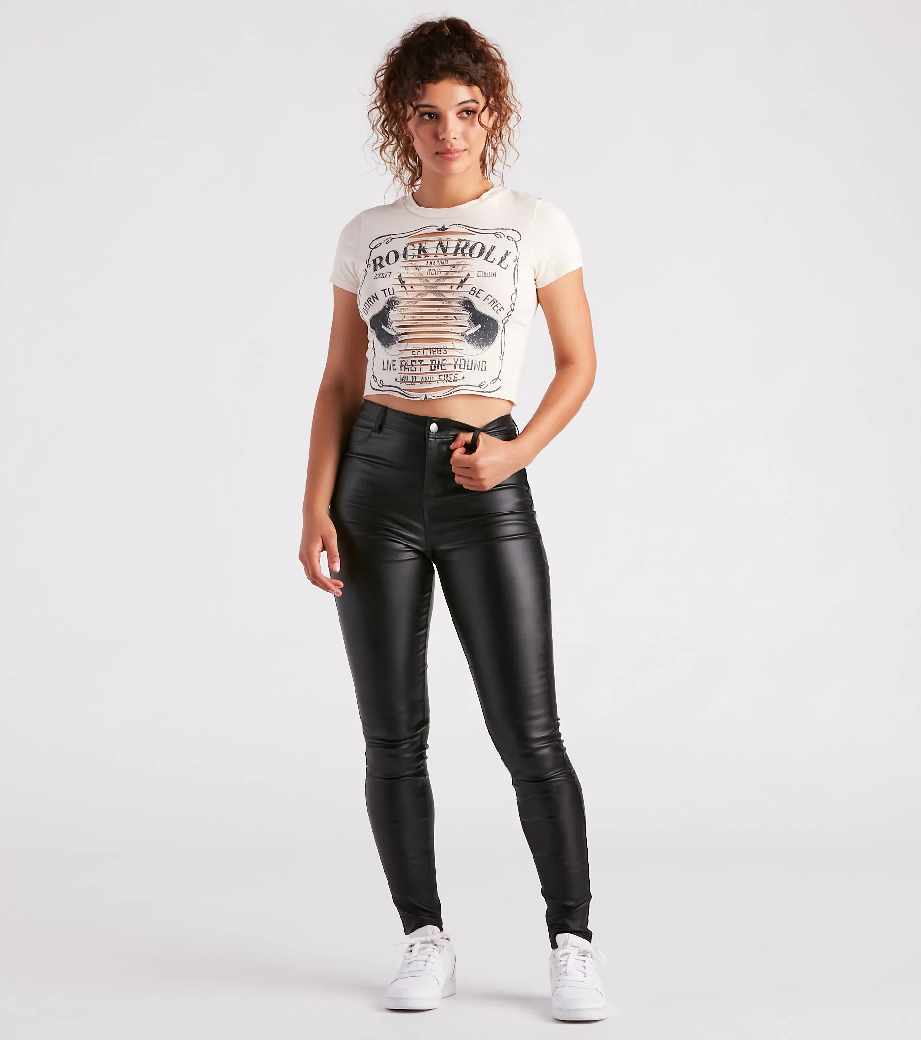 Born To Rock Graphic Slash Crop Tee sold by Windsor product image thumbnail 3