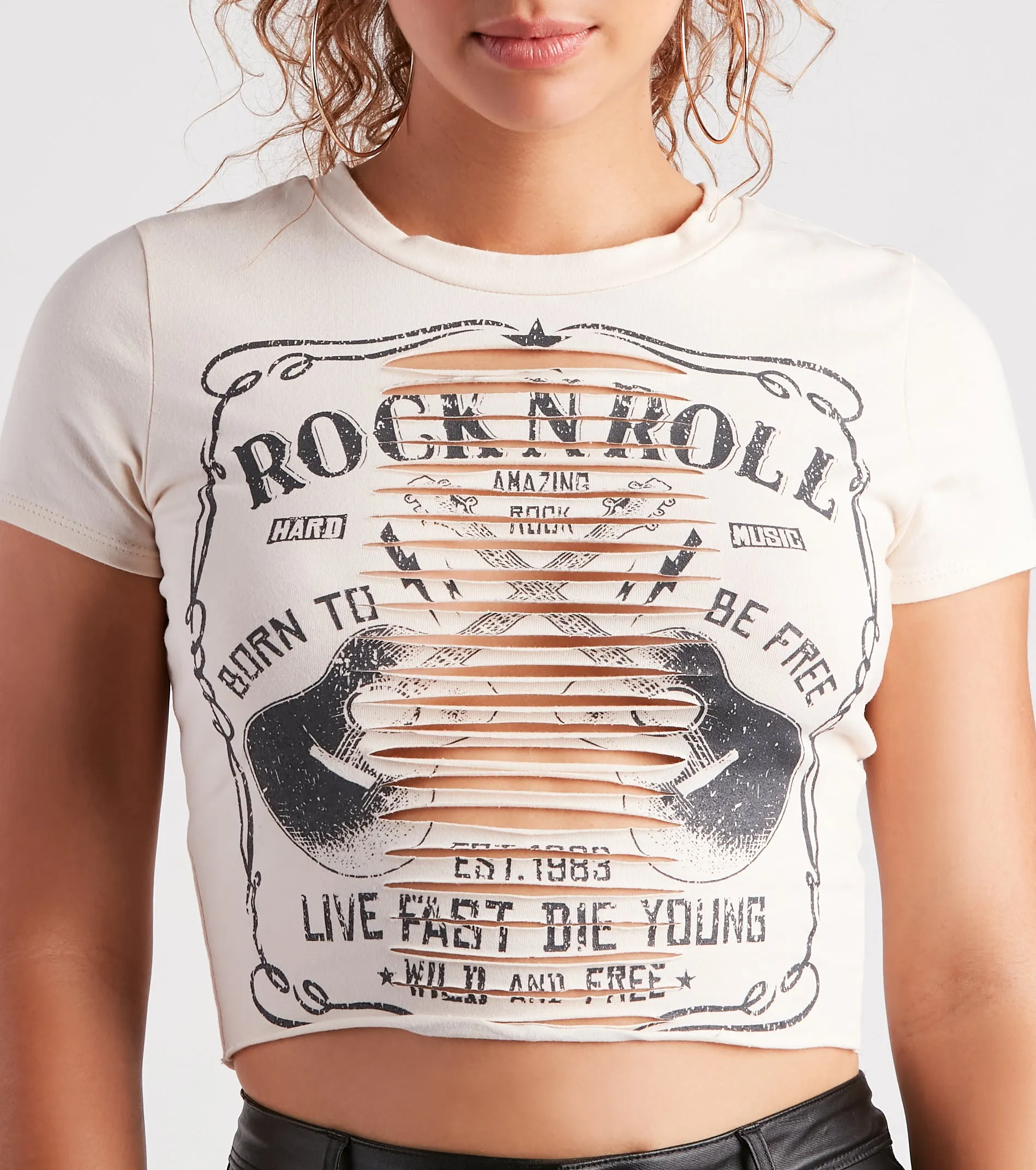 Born To Rock Graphic Slash Crop Tee sold by Windsor product image thumbnail 2