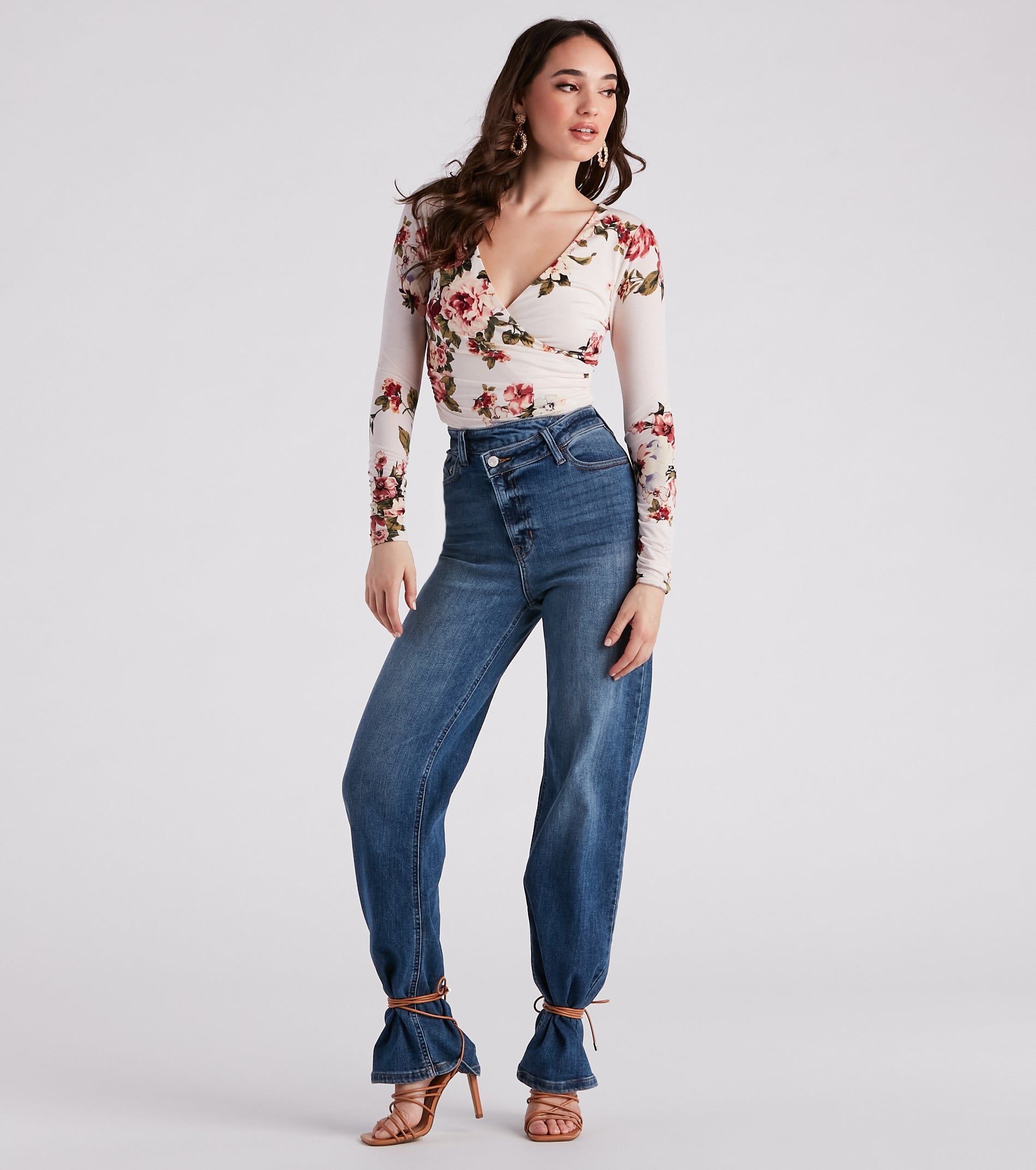 In Spring Floral Surplice Crop Top sold by Windsor product image thumbnail 3