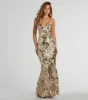 Alison Lace-Up Mermaid Sequin Formal Dress sold by Windsor