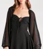 Fliratious Flair Long Sleeve Chiffon Skater Dress sold by Windsor
