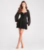 Fliratious Flair Long Sleeve Chiffon Skater Dress sold by Windsor