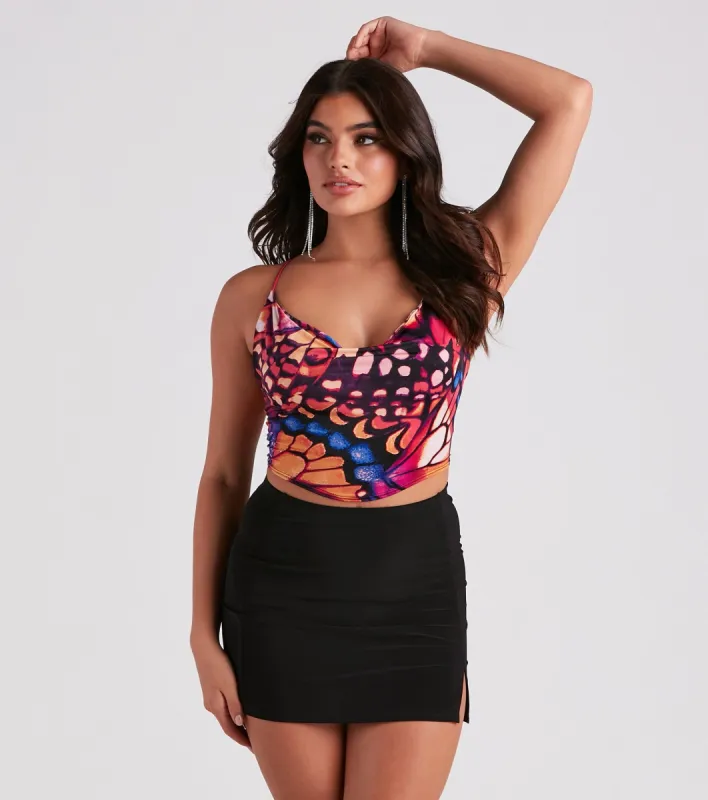Butterfly Babe Printed Crop Top sold by Windsor