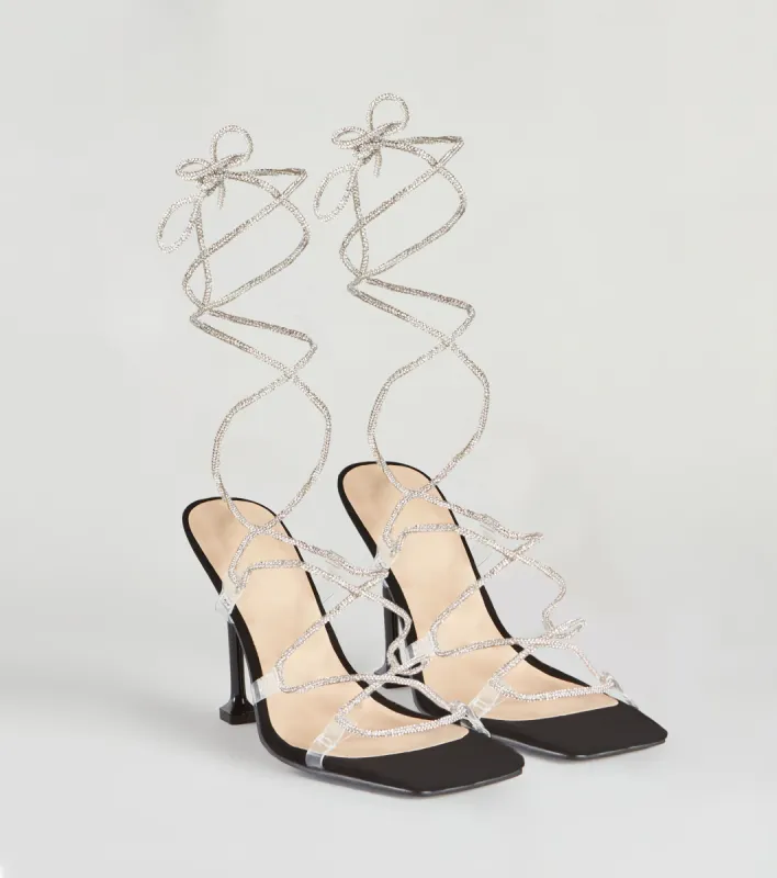 Lace-Up In Rhinestone Stiletto Heels sold by Windsor